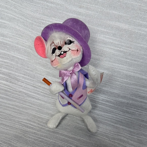 Annalee Other - Annalee 2003 Mouse Purple Hat Vest Cane Curly Tail 6" Tall
